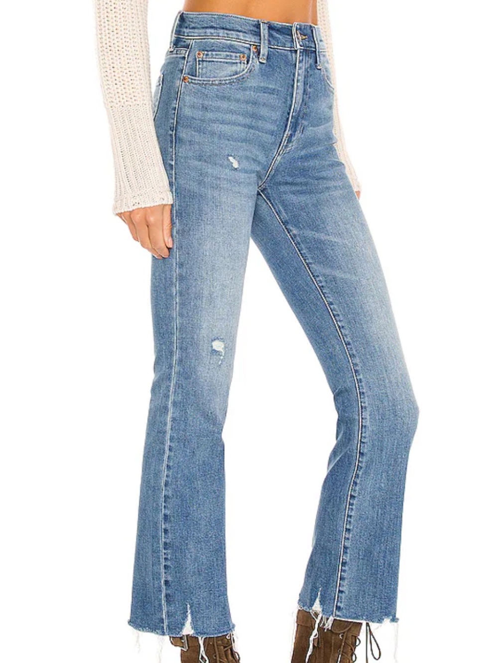 Pistola Lennon High Rise Crop Bootcut Leg Denim Jeans Medium Wash Size 24